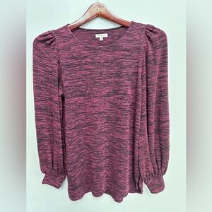 max studio Burgundy and black balloon sleeves sweater size M